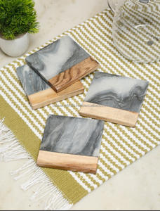 Sous-verres carrés de haute qualité classique blanc et noir pierre naturelle marbre Unique cuisine intérieur tapis et tampons - Product Image 6