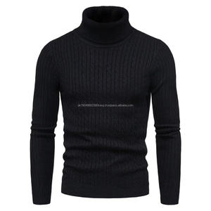 Vente en gros de tricots chauds à la mode en crochet pour hommes en coton doux pull à col haut pour l'hiver tricots à manches longues pour hommes - Product Image 2