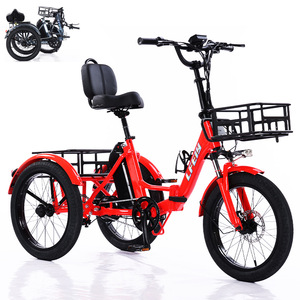 Triciclo eléctrico plegable de 20 pulgadas para adultos, con cuadro de aluminio, 7 velocidades, cesta de almacenamiento tipo mochila, batería de litio - Product Image 2