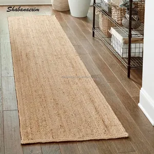 Karpet panjang alami anyam tangan dapur, karpet lantai Area kamar mandi taplak goni alami buatan tangan dari India