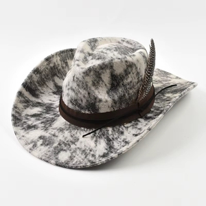 Sombrero de Vaquero Unisex Negro de Poliéster con Ala Ancha y Adorno de Plumas, Casual para Adultos, 56-58CM, Primavera-Otoño - Product Image 5