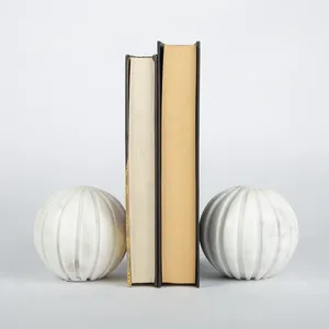 Exclusive Handcrafted White Marble Art Deco Engraved <b>Book</b> Holder Decorative Bookend Set for Home Office <b>Study</b> Room Shelf Desk - Product Image 2
