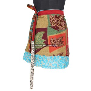 Minifalda Cruzada Vintage para Mujer, Minifalda Cruzada Mágica de 2 Capas, Minifalda Hippie Cruzada de Seda - Product Image 1
