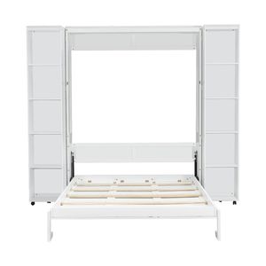Letto a scomparsa matrimoniale bianco con ante contenitore - Design a parete - Product Image 5