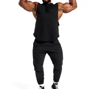 Débardeur à capuche sans manches pour homme en coton, séchage rapide, respirant, pour fitness, avec logo personnalisé, vêtements de sport de performance pour la gym - Product Image 6