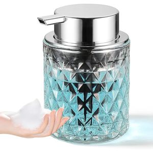 Distributeur de savon moussant pour les mains en verre transparent, 7,8 oz, flacon pompe en plastique rechargeable, distributeurs de savon liquide pour salle de bain - Product Image 1
