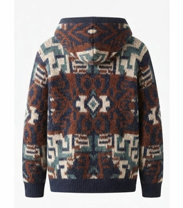 Vente en gros Sweat à capuche tricoté personnalisé avec strass pour homme, en coton épais, à épaules tombantes, coupe classique, imperméable, mode urbaine hiver - Product Image 2