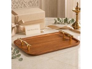 Plateau de service pour le petit-déjeuner en bois naturel, artisanal, durable, facile à nettoyer, adapté aux aliments, pour hôtel, restaurant, service en chambre - Product Image 1