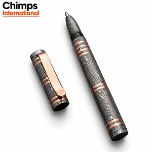 Damascus Steel Ballpoint Handcrafted <b>Pen</b> Copper Accents Pocket Clipper Retirement <b>Gift</b> Personalized Groomsman <b>Gift</b> - Product Image 3