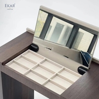 Coiffeuse moderne à plateau rabattable, table de maquillage extensible avec tiroirs de rangement et miroir, mobilier de chambre pour villa, hôtel