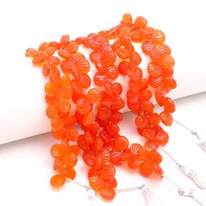 Perles de cornaline naturelle sculptées à la main, perles de pierres précieuses sculptées à la main, perles de cornaline percées sur le côté pour la fabrication de bijoux DIY, 9-10MM, en vrac - Product Image 1