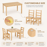 Juego de Mesa y Sillas Montessori, Seguro, Ecológico y Duradero, Muebles de Madera para Preescolar, Mesa de Actividades Curva, Apilable para Niños