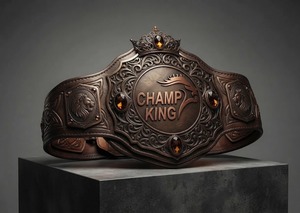 Ceinture en métal laiton vintage Champ King avec boucle ornée en forme de couronne - Product Image 1