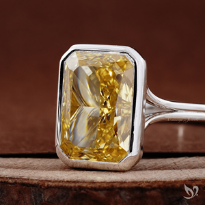 IGI Certified Radiant Yellow Lab Diamond Ring 4.23 Ct Fancy Vivid Yellow Bezel Set Engagement Ring 10K Gold - Product Image 6