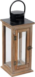 Farol de Madera Rústico con Paneles de Vidrio, Farol Decorativo Colgante Estilo Granja - Product Image 4