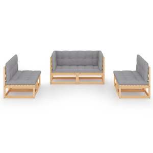 Conjunto Modular de Muebles de Jardín de Madera de Pino Maciza y Poliéster, Muebles de Patio Naturales - Product Image 3