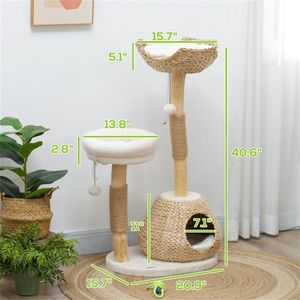 Albero Tiragraffi in Legno per il Divertimento di Tuo Amico Felino nel Gioco e nella Salita! - Product Image 6