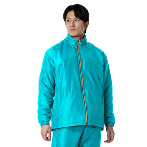 <b>Men's</b> Black Windproof <b>Long</b> Front Logo Full Zip Stand Collar Casual Autumn Coat Thick Polyester Fleece - Product Image 3