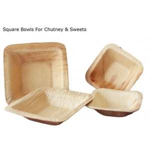 Just Bio Areca Bols jetables carrés Arecaleaf de 4.5 pouces pour les fêtes fabriqués en Inde - Product Image 1