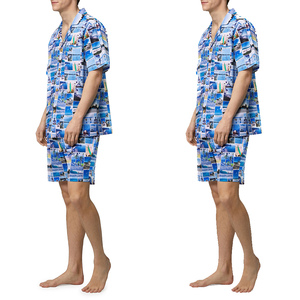 Conjunto de Pantalones Cortos Térmicos de Punto con Estampado Completo para Hombre, Ropa de Dormir Transpirable de Poliéster de Lujo - Product Image 4