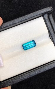 Turmalina azul neón natural rara, piedra preciosa suelta con corte esmeralda, cristal para la elaboración de joyas - Product Image 6
