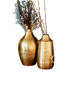 Jarrón de Metal para Mesa, Diseño Martillado en Tono Dorado, para Decoración del Hogar, Dormitorio, Sala de Estar - Product Image 1