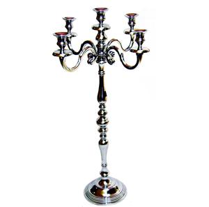 Candélabre en métal avec gouttes de cristal suspendues bougeoir pour la décoration de vaisselle d'hôtel fini enduit de poudre ivoire - Product Image 5