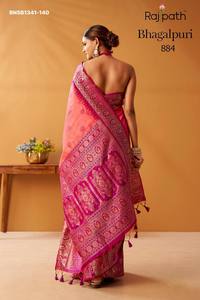 Festival wear Modal Fancy Cotton with Pochampally Border & Pallu with Tassels <b>Saree</b>-<b>Blouse</b> Collection Supplier from Surat - Product Image 6
