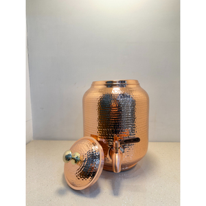 Distributeur d'eau en cuivre artisanal de qualité supérieure, design martelé traditionnel, réservoir de stockage avec couvercle pour la maison, le bureau et l'hôtel - Product Image 2
