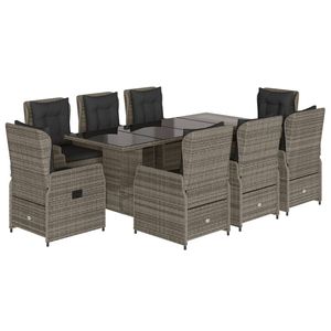 Set da Pranzo da Giardino in Rattan PE Grigio per 8 Persone con Braccioli Regolabili, Arredamento da Esterno in Stile Contemporaneo - Product Image 2