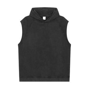 Sudadera con capucha sin mangas con logotipo personalizado para fitness y gimnasio, sudadera con capucha sin mangas con cremallera para hombre, 100% poliéster, sudaderas con capucha para hombre - Product Image 1