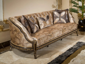 Luxury Solid Teak Wood Living Room Furniture Set Carved Classic Leather <b>Sofa</b> 4 Seater Single Armchair Coffee <b>Side</b> <b>Table</b> - Product Image 4