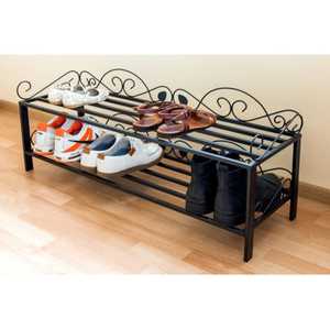 Durable 4 Tier Black Metal Shoe Rack Organizer with <b>Open</b> Frame Design for Heels Flats and Sneakers - Product Image 2