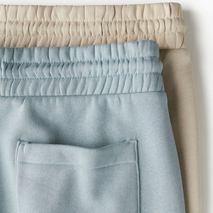 Shorts décontractés pour hommes en coton non tissé, couleur unie, avec cordon de serrage, effet délavé à l'acide et vintage, impression en relief, services OEM - Product Image 4