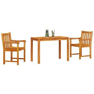 Juego de comedor de jardín de madera maciza de acacia marrón de 3 piezas - Product Image 3