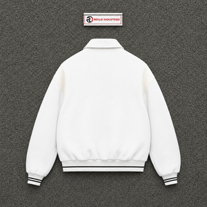 CASUAL <b>WHITE</b> VARSITY <b>JACKET</b> FOR <b>MEN</b> CLASSIC STYLE PREMIUM ZIP FRONT CASUAL STREETWEAR FASHION OUTERWEAR URBN FASHION WHOLESALE - Product Image 6