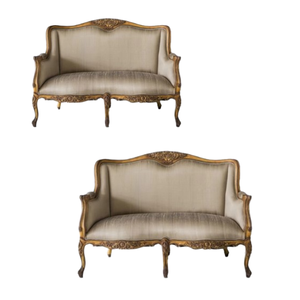 Sofá clásico real tallado a mano de teca de madera maciza par de sofás de sala de estar de madera francesa antigua gran oferta - Product Image 2