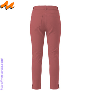 Pantalon décontracté pour femme en denim coupe droite, cinq poches, ourlet fendu, tissu respirant, été-printemps, coton élasthanne 6,64 oz - Product Image 3