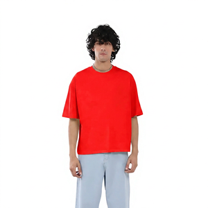 Men's Oversized <b>Cream</b> Cotton <b>T</b>-<b>Shirt</b> Short Sleeve O-Neck Solid Color Casual Jersey Knit Fit - Product Image 6