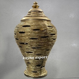 Gold Metal Woven <b>Ginger</b> <b>Jar</b> Vase Set Modern Geometric Home Decor Indoor Living Room Tabletop Decor Durable Design - Product Image 3