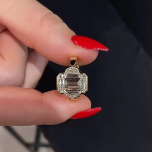 Bague de fiançailles et de mariage en or jaune 14 carats avec diamant de laboratoire taille émeraude de 2,60 carats, cadeau de fête, bijoux - Product Image 5