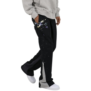 Custom <b>Mens</b> Contrast Panel <b>Trousers</b> Slim Fit <b>Drawstring</b> Waist Cuffed Streetwear Jogger Pants Apparel Factory Wholesale Suppliers - Product Image 6