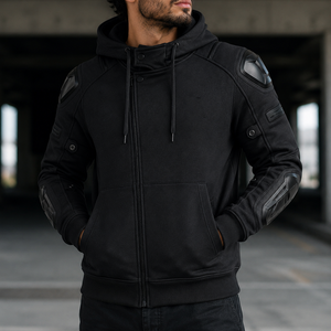 Sweat à capuche moto personnalisé respirant imprimé en polaire douce 100 % coton, veste de protection imperméable pour l'hiver - Product Image 1