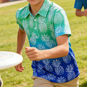 Vêtements de sport junior personnalisés, polos de golf pour jeunes golfeurs, construction flexible, entraînement sur le parcours, tournoi, préparation - Product Image 4