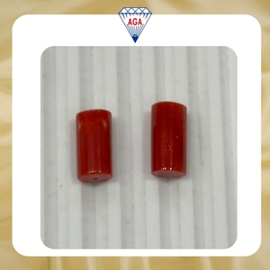 ปะการังอิตาลีสีแดงธรรมชาติคุณภาพเยี่ยม รูปทรงหลอดเจาะรู คู่ละ 3.75 กรัม เกรด AAAA ลูกปัดหลอดแบบหลวม สำหรับเครื่องประดับชั้นดี - Product Image 2