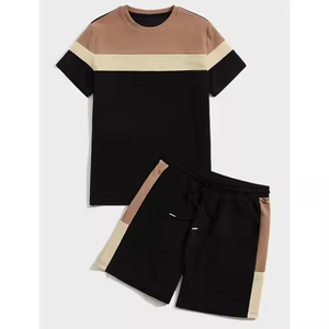 Men Summer Casual Shorts Sets T Shirt +shorts Solid Male Tracksuit Set Men's 2 Pieces Sets - Product Image 4