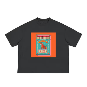 Camiseta Corta de Alta Calidad con Estampado Frontal Personalizado, Corte Holgado, para Hombre, Algodón Grueso, Informal, DTF - Product Image 3