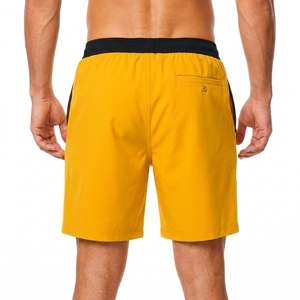 Shorts de Baño para Hombre, Color Sólido, Secado Rápido, con Bolsillos, Cintura Elástica, Casuales, Amarillos, 100% Algodón, Estilo Urbano - Product Image 2