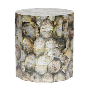 Agate Slice Pattern Shell Inlaid Accent <b>Stools</b> Mother of Pearl Natural Stone Mosaic Nightstand For Home Interior Use - Product Image 1