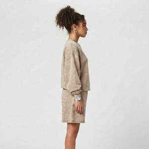 Wholesale Women Vintage Acid Wash Fleece Two Piece Shorts Set 100%Cotton Fleece Baggy <b>Drop</b> Shoulder Winter Wear Short Set Ladies - Product Image 3